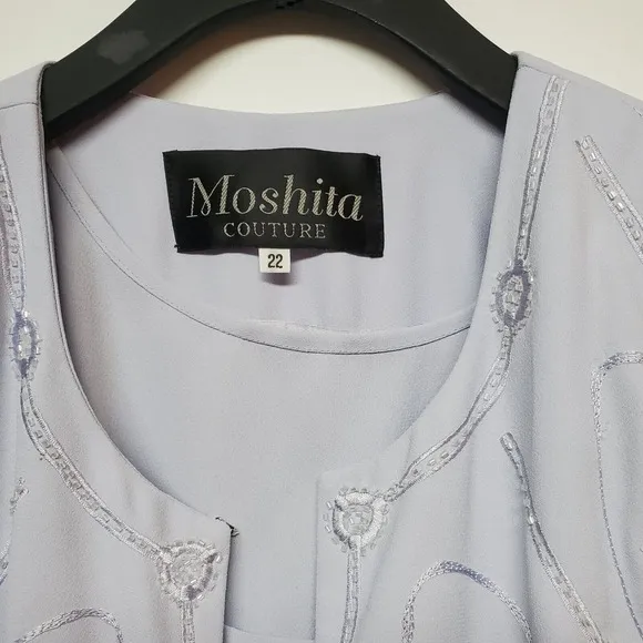 Vtg Moshita Couture 3 Piece Women's Plus Wisteria Skirt Suit Sz 22 Quiet Luxury
