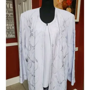 Vtg Moshita Couture 3 Piece Women's Plus Wisteria Skirt Suit Sz 22 Quiet Luxury