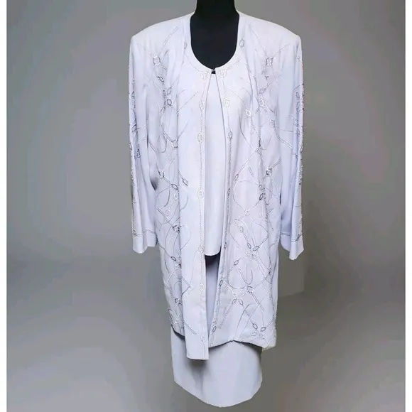 Vtg Moshita Couture 3 Piece Women's Plus Wisteria Skirt Suit Sz 22 Quiet Luxury