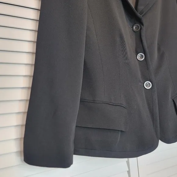 VTG PHILIPPE ADEC Paris Black Wool Blazer Women 8 Clover Lapel USA Made 3 Button