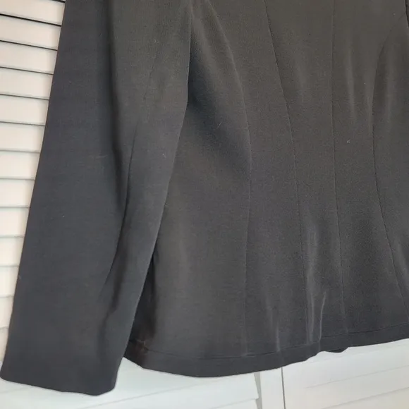 VTG PHILIPPE ADEC Paris Black Wool Blazer Women 8 Clover Lapel USA Made 3 Button