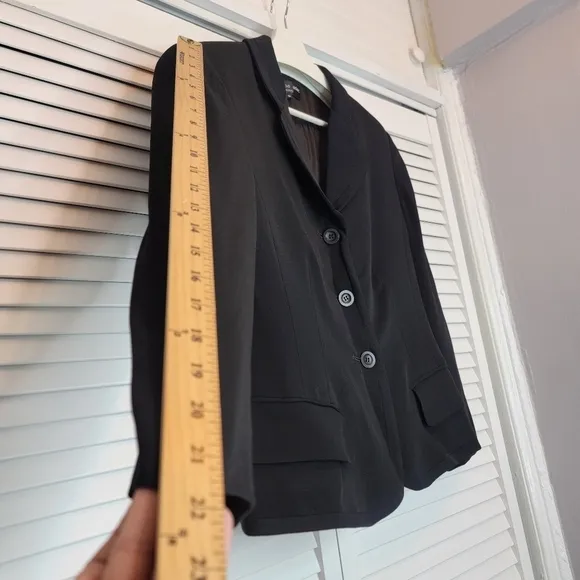 VTG PHILIPPE ADEC Paris Black Wool Blazer Women 8 Clover Lapel USA Made 3 Button