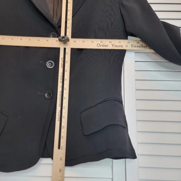 VTG PHILIPPE ADEC Paris Black Wool Blazer Women 8 Clover Lapel USA Made 3 Button