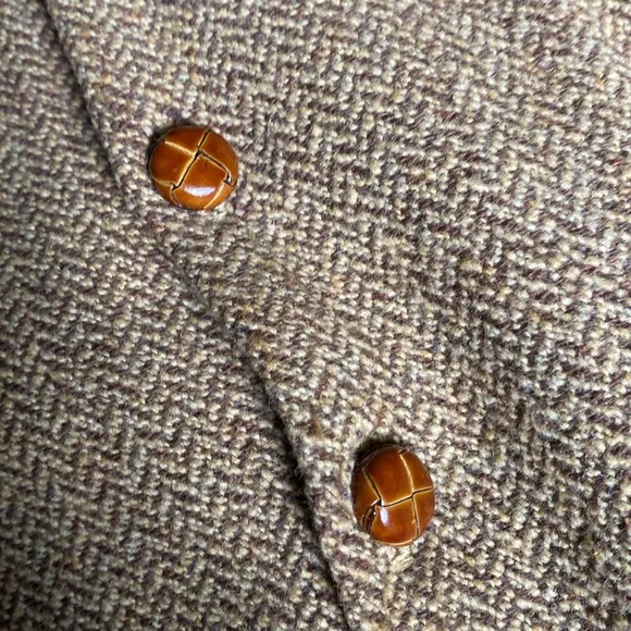Vtg Tan brown lined tweed waistcoat vintage button up character costume vest L