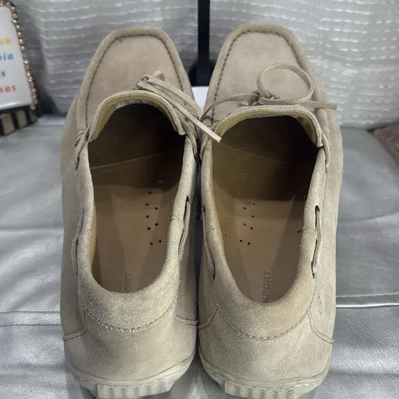 (W9) Men's Rockport Light Beige Suede Driving Moccasin Shoes-V73208- Size 13M