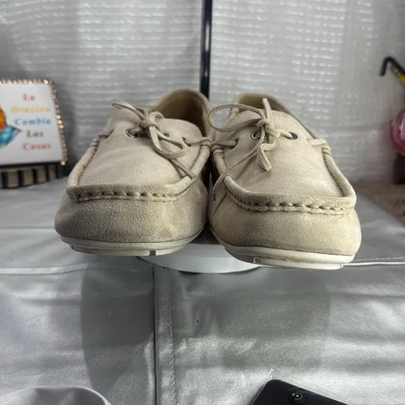 (W9) Men's Rockport Light Beige Suede Driving Moccasin Shoes-V73208- Size 13M