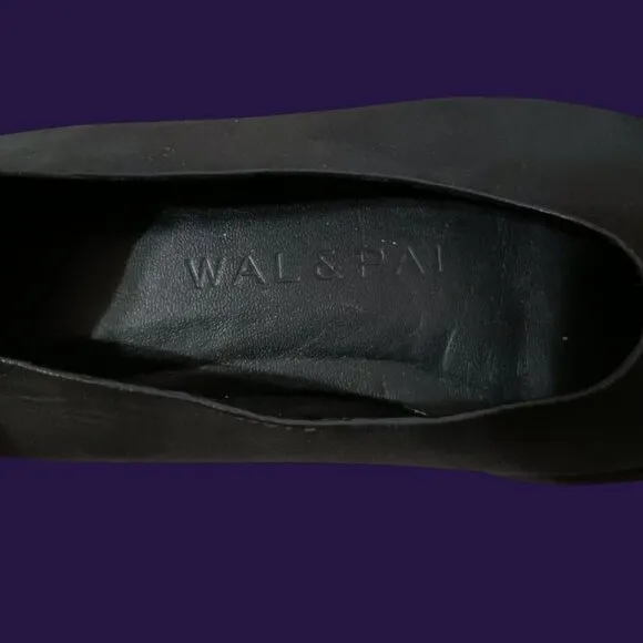 Wal &amp; Pai Womens Black Leather Square Toe Flats Size 36
