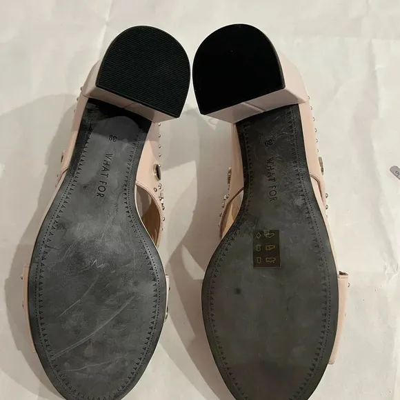 What For Sandals Light Pink Open Toe Mules High Heels Shoes US 9 EU 39