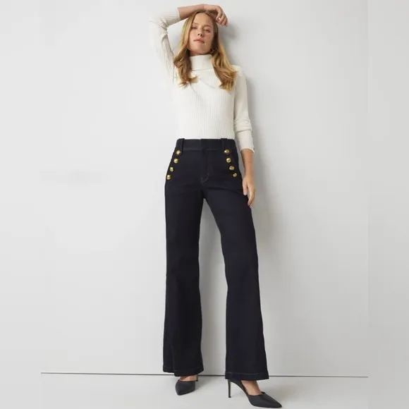 WHBM - High-Rise Mariner Wide Leg Jeans