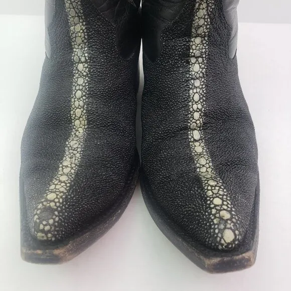White Diamonds Boots Toddler Boys Size 14 Black Leather Western Cowboy Boots