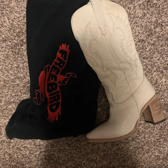 White Western Leather Boots