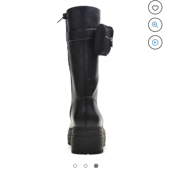 Wild Pair Black Zip Pocket Lace and Side Zip Up Moto Boots NIB 5.5M.