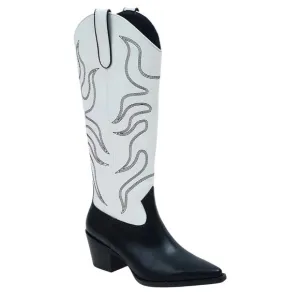 Wild Pair Women's Leahne Western Cowboy Boots Black White Size 7 1/2