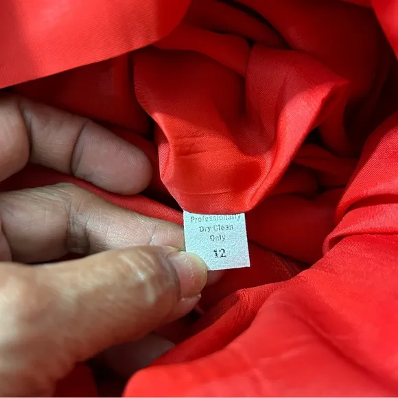 William Pearson Vintage Red Dress Belt Lined Faux Wrap Short Sleeve Button Sz 12