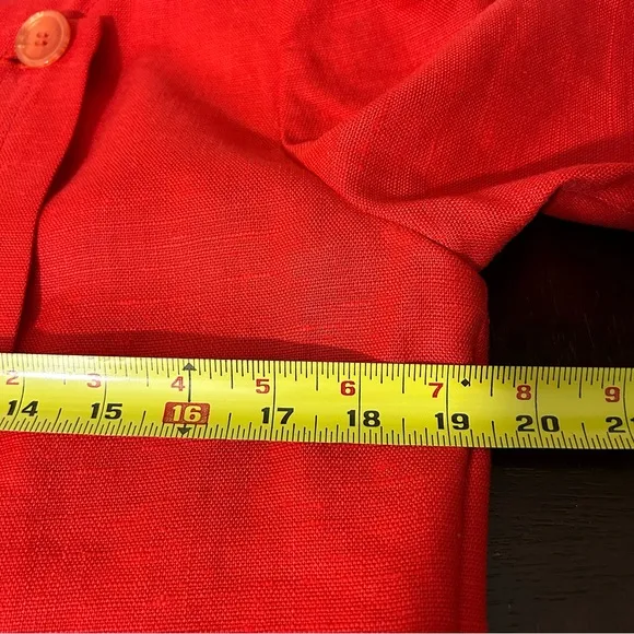 William Pearson Vintage Red Dress Belt Lined Faux Wrap Short Sleeve Button Sz 12