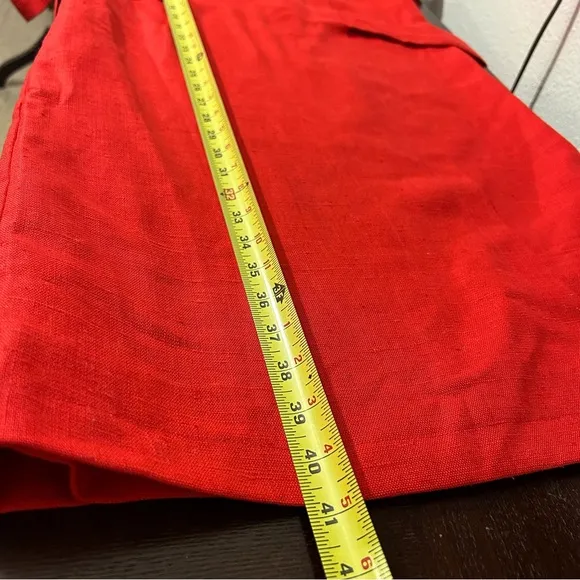 William Pearson Vintage Red Dress Belt Lined Faux Wrap Short Sleeve Button Sz 12