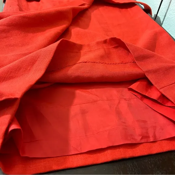 William Pearson Vintage Red Dress Belt Lined Faux Wrap Short Sleeve Button Sz 12