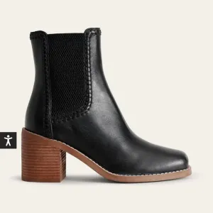 Women's Black Leather Ankle Boots