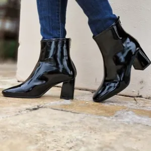 Women's‎ Black PAT Ankle Square Toe Booties