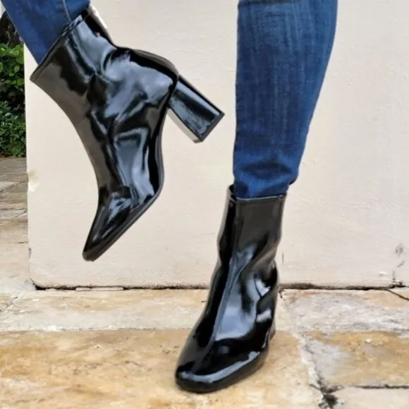 Women's‎ Black PAT Ankle Square Toe Booties