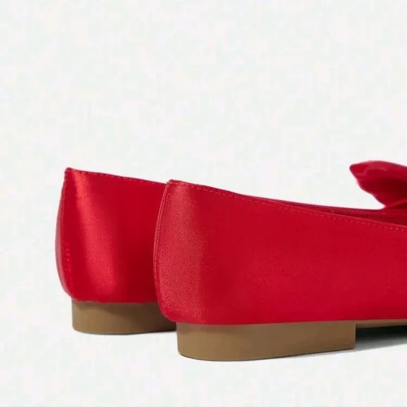 Women's Casual Bow Decor Simple Flat Shoes For Christmas And New Year