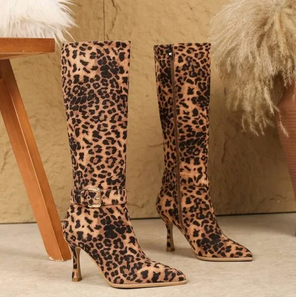 Women's French Pointed Toe High Heel Over-The-Knee Riding Boots With Buckle
