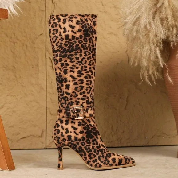 Women's French Pointed Toe High Heel Over-The-Knee Riding Boots With Buckle