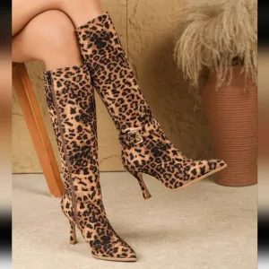 Women's French Pointed Toe High Heel Over-The-Knee Riding Boots With Buckle