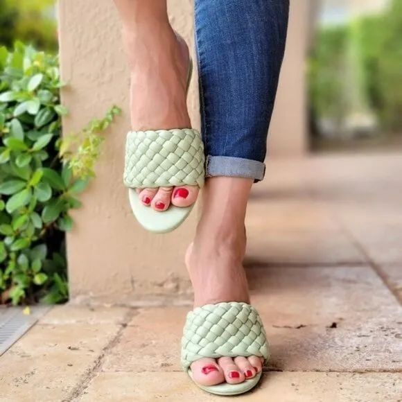 Women's High Heel Mule Sandals Sage Color