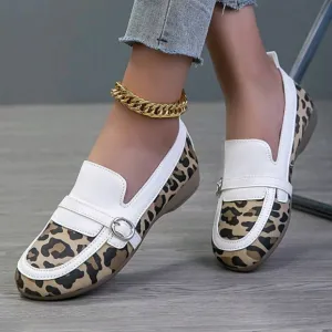 Women's Leopard Print Pointed Shoes, Women's One Foot Casual Shoes