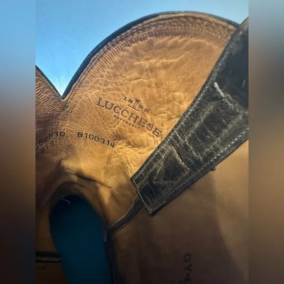 Women's Lucchese Western Boots Walnut Brown Leather Distressed Finish Size 10