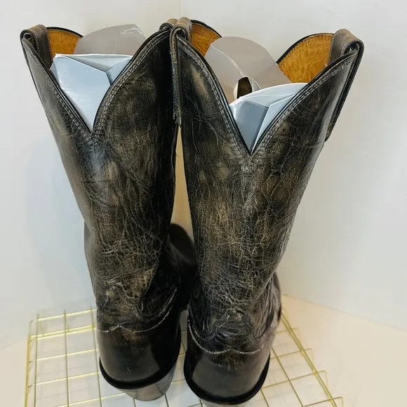 Women's Lucchese Western Boots Walnut Brown Leather Distressed Finish Size 10