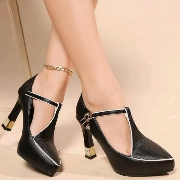 Women's Shoes Sexy Pointed Waterproof Platform High Heels,All-Match Buckle Shoes