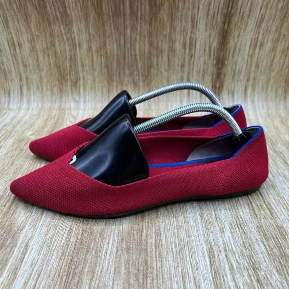 Women's Size 7 - Rothy's The Point Flats Slip On Comfort Red Shoes Low Top
