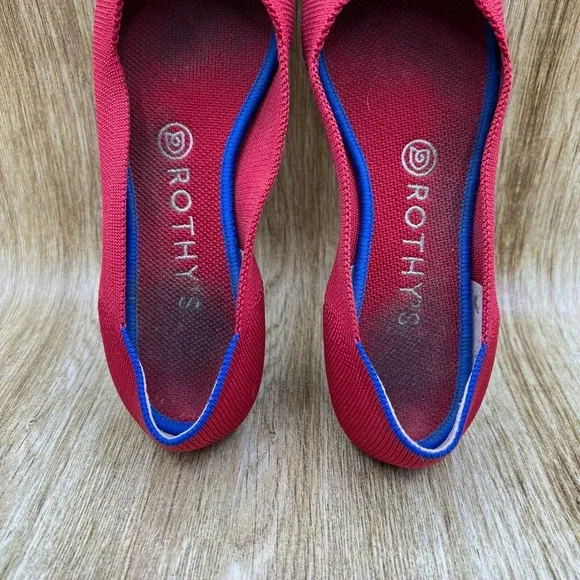 Women's Size 7 - Rothy's The Point Flats Slip On Comfort Red Shoes Low Top