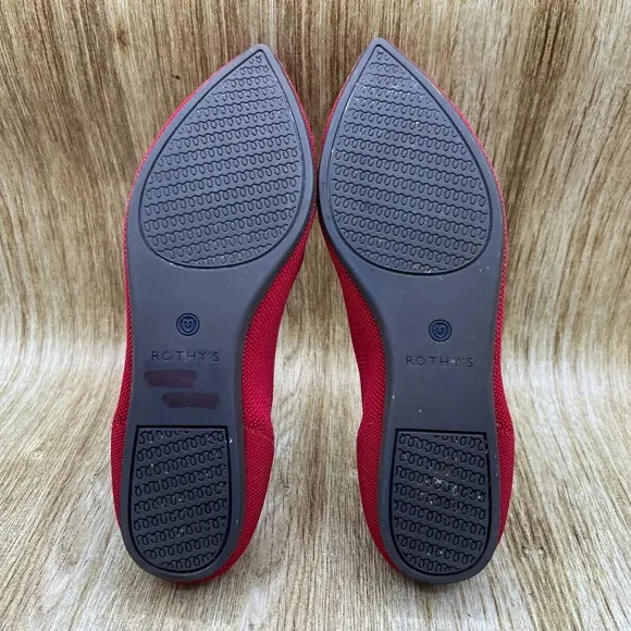 Women's Size 7 - Rothy's The Point Flats Slip On Comfort Red Shoes Low Top
