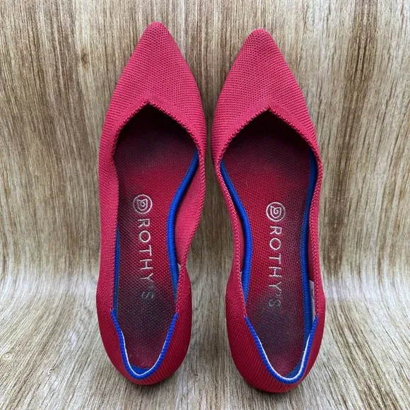 Women's Size 7 - Rothy's The Point Flats Slip On Comfort Red Shoes Low Top