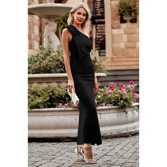 Womens Spring Long Sleeve V Neck Ruffle Floral Maxi Tie Waist Boho Dress