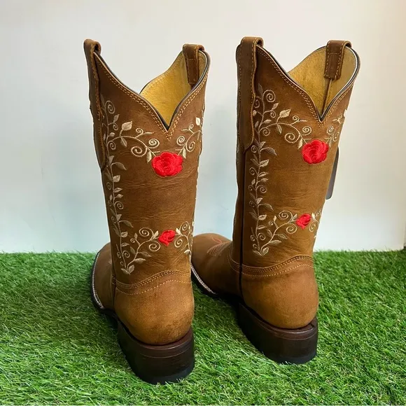WOMEN'S WESTERN RODEO COWGIRL BOOTS GENUINE LEATHER LADIES BOTA VAQUERA 810 tang