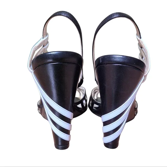 Y-3 Yohji Yamamoto x Adidas Slingback Sandals Black Leather Wedges 39