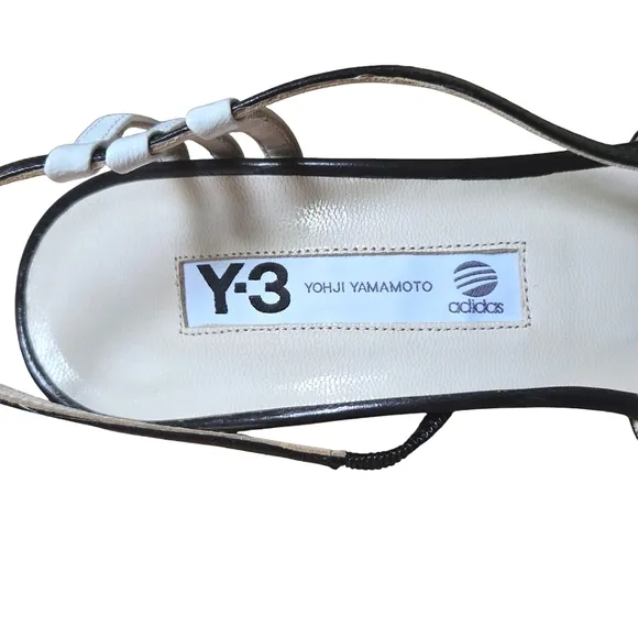 Y-3 Yohji Yamamoto x Adidas Slingback Sandals Black Leather Wedges 39