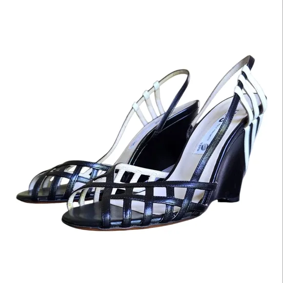 Y-3 Yohji Yamamoto x Adidas Slingback Sandals Black Leather Wedges 39