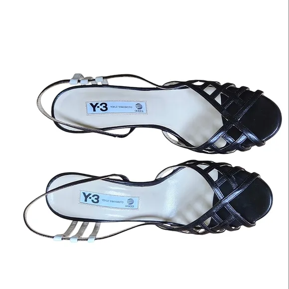 Y-3 Yohji Yamamoto x Adidas Slingback Sandals Black Leather Wedges 39