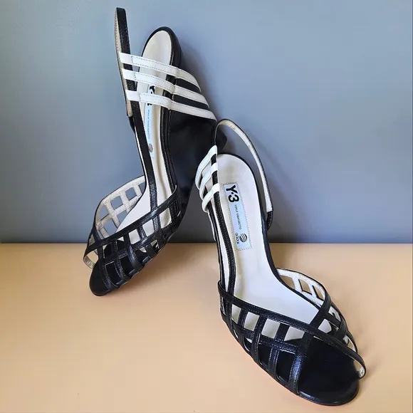 Y-3 Yohji Yamamoto x Adidas Slingback Sandals Black Leather Wedges 39
