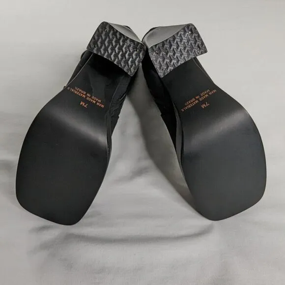 Y2k MIA Black Platform Square Toe Block Heel Side Zip Boots