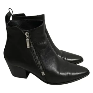 YSL Saint Laurent Black Leather Side Zip Ankle  Boots SZ 38 Made in Italy