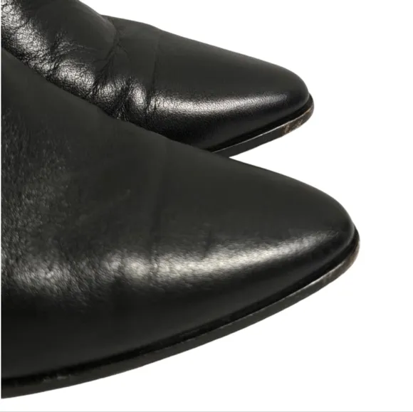 YSL Saint Laurent Black Leather Side Zip Ankle  Boots SZ 38 Made in Italy