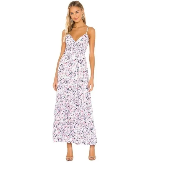 Yumi Kim Ines Spaghetti Strap Maxi Dress Bliss Pink White Blue Floral S NWT