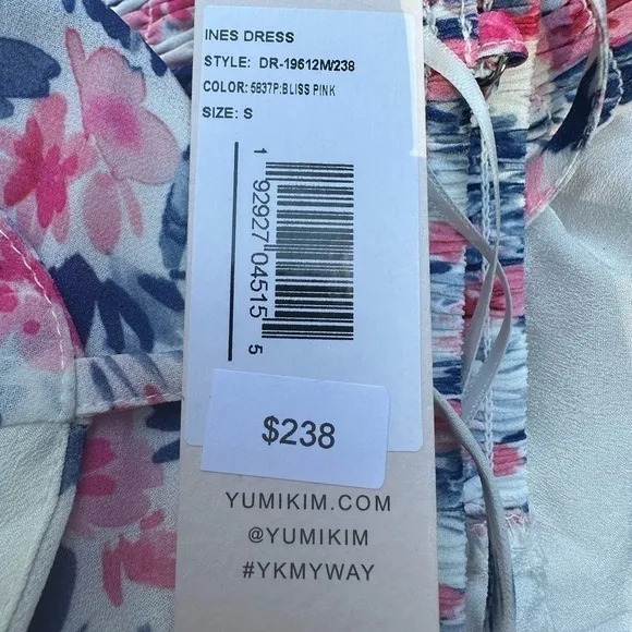 Yumi Kim Ines Spaghetti Strap Maxi Dress Bliss Pink White Blue Floral S NWT