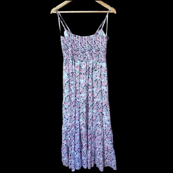 Yumi Kim Ines Spaghetti Strap Maxi Dress Bliss Pink White Blue Floral S NWT